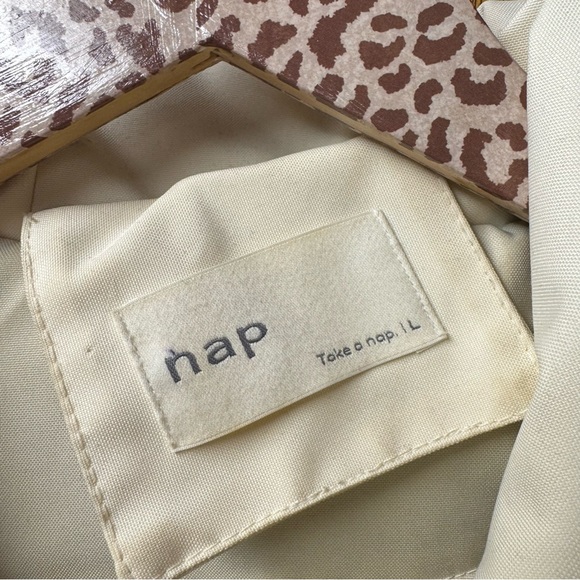 Nap Loungewear Hooded Drawstring Duck Down Filled Parka Coat Hazel Blue Large L - Picture 11 of 16